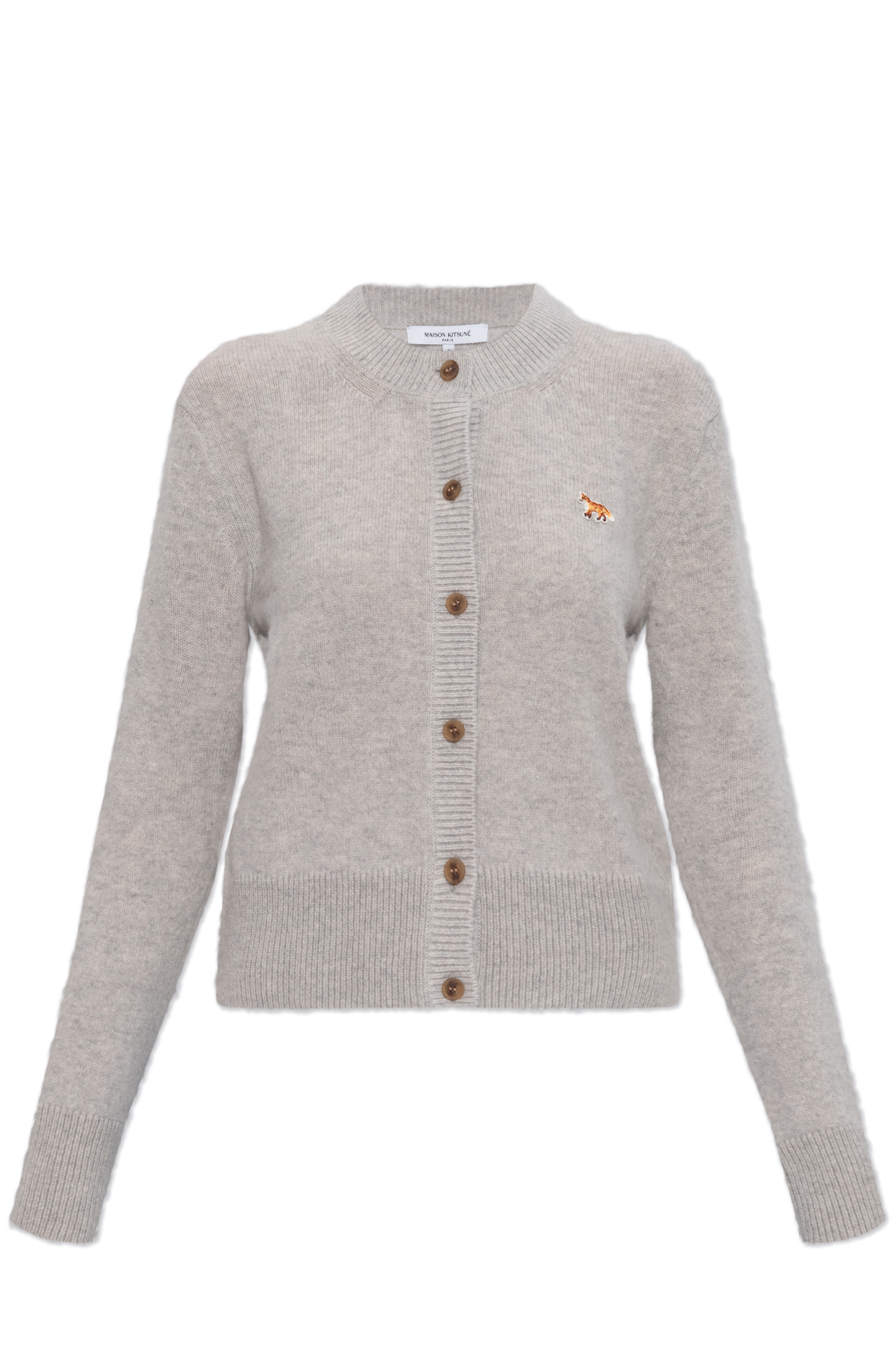 【musasi様】COMPACT LOGO KNIT CARDIGAN Maison Kitsuné Wool cardigan with logo patch | Women's | Vitkac